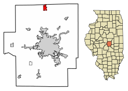 Macon County Illinois Incorporated and Unincorporated areas Maroa Highlighted.svg