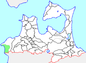 岩崎村の県内位置図