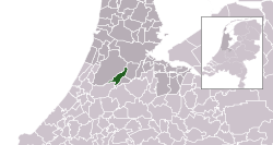 Highlighted position of Aalsmeer in a municipal map of North Holland