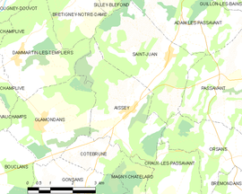 Mapa obce Aïssey