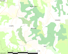 Mapa obce Orcinas