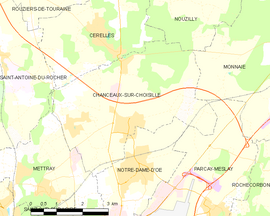 Mapa obce Chanceaux-sur-Choisille