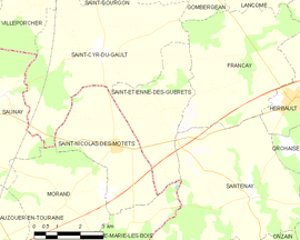 Mapa obce Saint-Étienne-des-Guérets