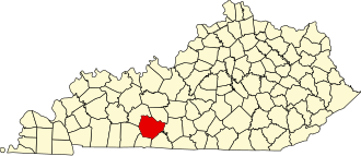 Location of Warren County in Kentucky Map of Kentucky highlighting Warren County.svg