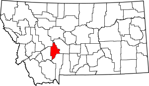 Map of Montana highlighting Broadwater County