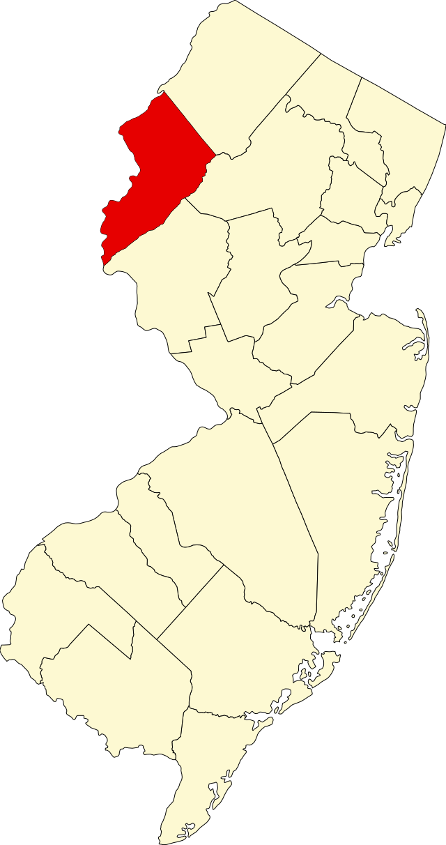 Map of New Jersey highlighting Warren County