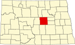 Mapa estadual destacando Wells County
