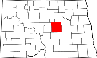 Map of Severna Dakota highlighting Wells County