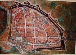 Plattegrond van Roermond na de stadsbrand van 1665