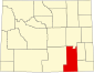 Harta statului Wyoming indicând comitatul Albany