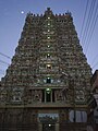 Meenakshi Temple, Gopuram, at dusk