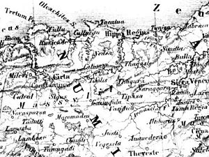 Part of an ancient map of Roman Numidia