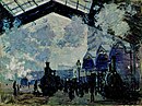 『サン＝ラザール駅』 W441、1877年、油彩、キャンバス、59.5 x 80 cm、 ナショナル・ギャラリー