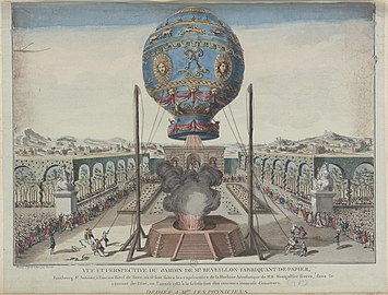 Tethered balloon rises from the papeterie Réveillon (19 October 1783)