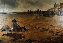 Расстрел вандейского генерала д’Эльбе (раненый в предшествующем бою при Шоле, он во время расстрела сидел в кресле).