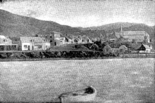 Thorndon Quay -- Mulgrave Street.
Pipitea Pa in the right foreground, St Paul's pro-cathedral behind the pa.
Thistle Inn is slightly left of the centre of this 1866 picture Mulgrave Street, Wellington 1866.png