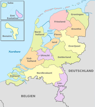 Netherlands (+BES), administrative divisions - de - colored
