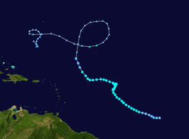 Map plotting the track and the intensity of the storm, according to the Saffir-Simpson scale Nicholas 2003 track.png