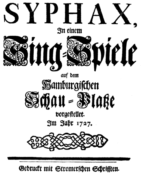 File:Nicola Porpora - Syphax - titlepage of the libretto - Hamburg 1727.png