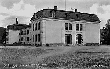 Kasernbyggnad vid Trängvägen i Sollefteå (1930-talet).