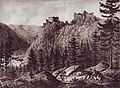 Dobová litografie hradu z první poloviny 19. století od malíře A. F. Kunikeho