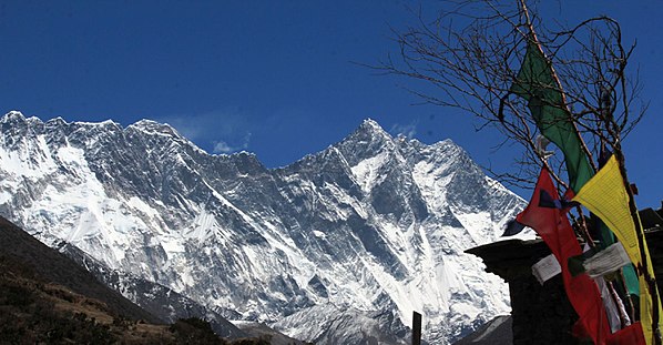 Nuptse Ridge, Everest, Lhotse, and Lhotse Shar peaks