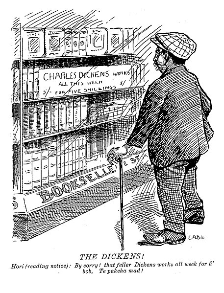 File:Observer 4 July 1914 THE DICKENS! Hori (reading notice).jpg