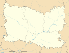 Mapa konturowa Oise, w centrum znajduje się punkt z opisem „Rosoy”