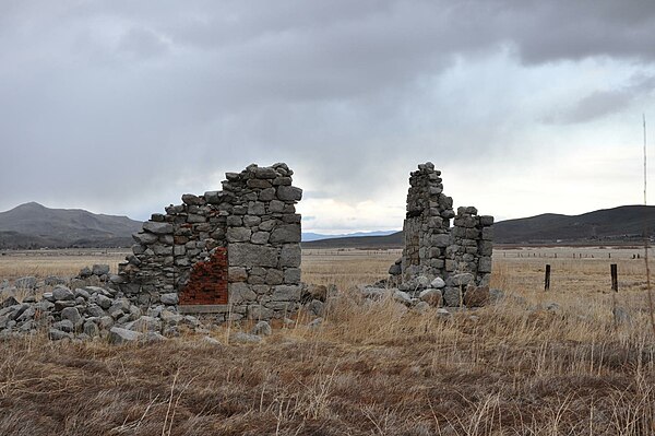 Ophir Mill ruins, Comstock Lode. The Ophir Mine is where Hearst made his first fortune, in 1859.