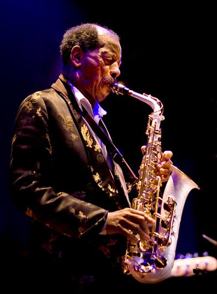 Free jazz pioneer Ornette Coleman playing the alto sax