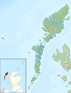 Mapa konturowa Hebrydów Zewnętrznych, w centrum znajduje się punkt z opisem „North Uist”