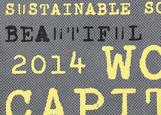 Reusable polypropylene shopping bag fabric with World Design Capital Cape Town 2014 motif