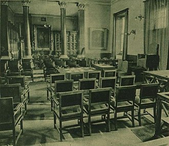 Chamber of the House of Commons when at Assembly's College, in 1921 Parliament of Northern Ireland 1921.jpg