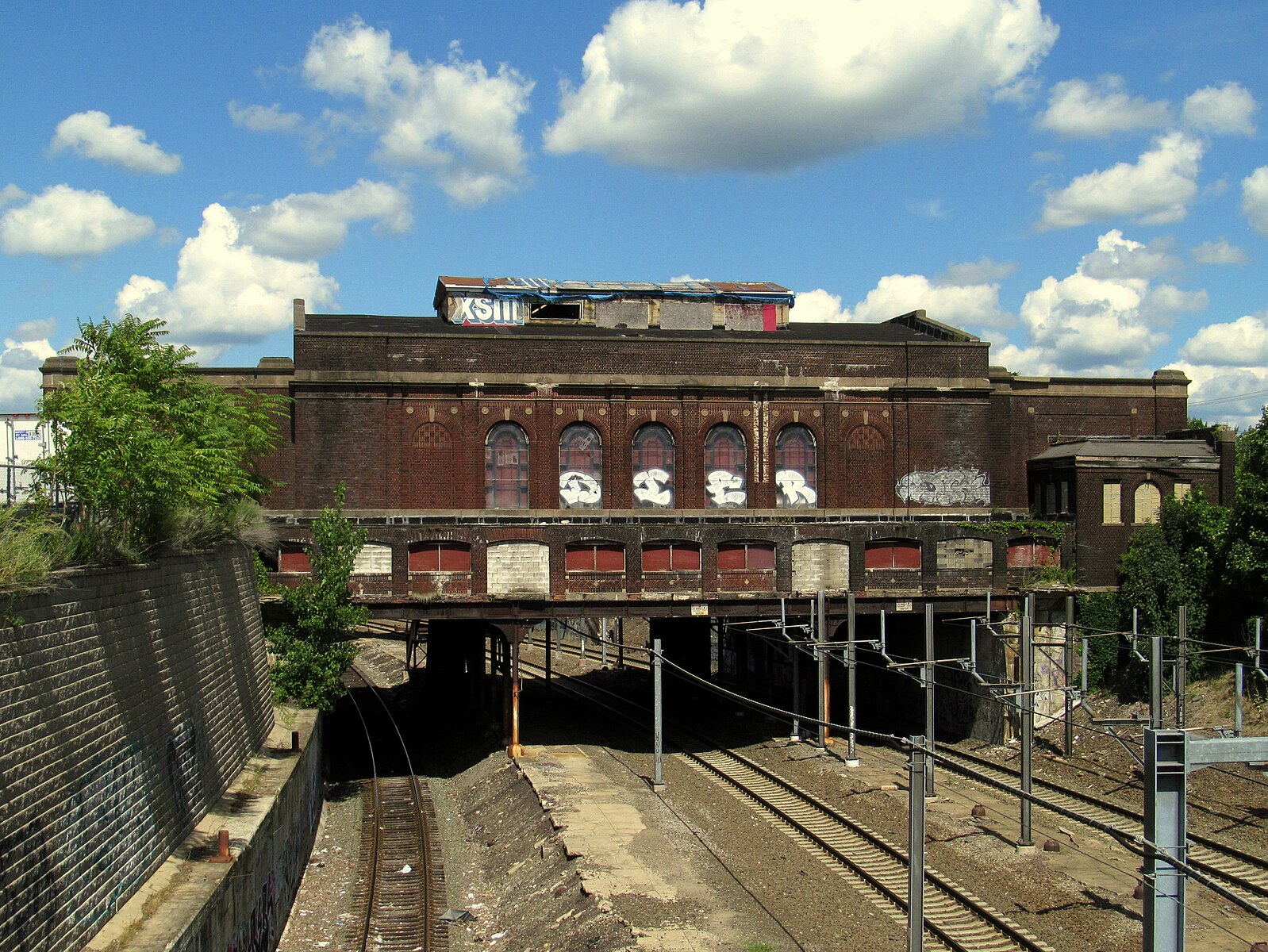Pawtucket-Central Falls station viewed from the Barton Street bridge in Aug...