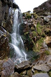 Crompton Moor features an unnamed waterfall.