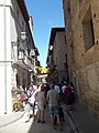 La Rúa mayor des de davant de la casa de cultura, al palau del Marquès de la Feria, edifici protegit d'Olite.