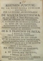 Gambar mini seharga Berkas:Resumen puntual de la sumptuosa funcion dispuesta por la ilustre archi-cofradia de Maria Santissima de la Luz, y tres necessidades por el gremio de toneleros (IA A11005420).pdf