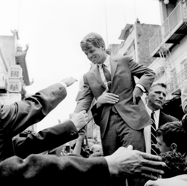 Kennedy with supporters in San Francisco (photo by Evan Freed)