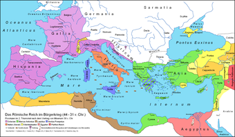Karte des Römischen Reiches nach dem Vertrag von Misenum
