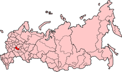 ロシア内のモルドヴィア共和国の位置の位置図