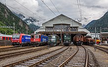 Verschiedene Lokomotiven im Depot Erstfeld als Ausstellungsstücke