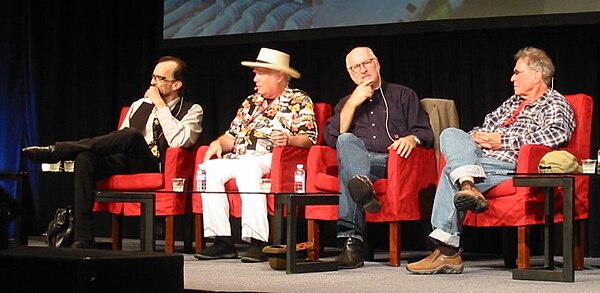 "Legendary Artists: Sounds of San Francisco" at an Audio Engineering Society convention in 2012. Left to right: Mario Cipollina, Albin, Joel Selvin, C