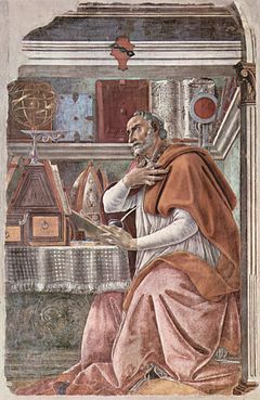 Saint Augustin dans son cabinet de travail (Botticelli, Ognissanti) (vers 1480).