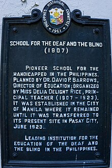 Historical marker School for the Deaf and Blind historical marker.jpg