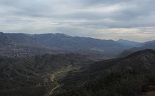 Upper Sespe Creek, from the top of Dry Lakes Ridge, looking east