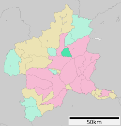 Shōwa okulunun Gunma Prefecture şehrindeki konumu