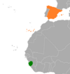 Location map for Sierra Leone and Spain.