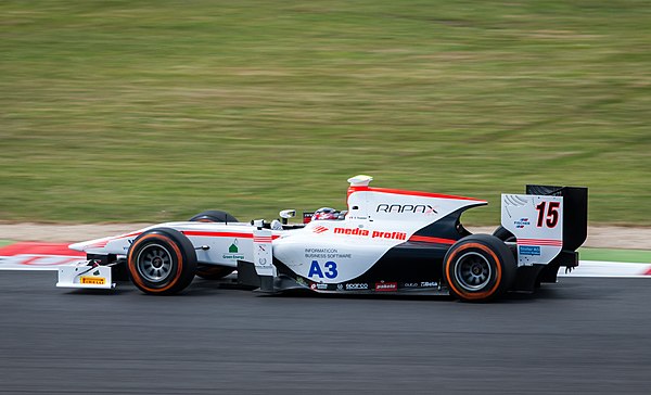 Trummer competing at the Silverstone round of the 2014 GP2 Series.