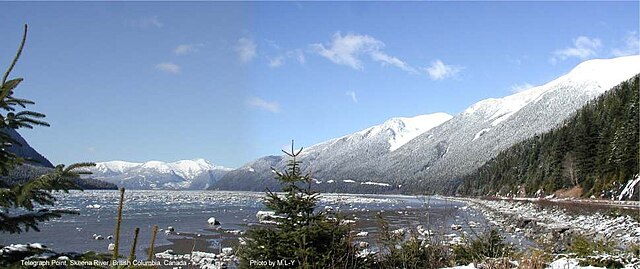 Skeena River at Telegraph Point, east of the city of Prince Rupert, British Columbia