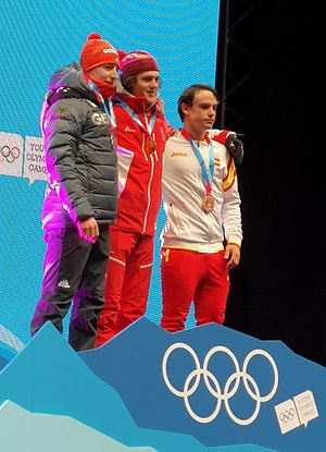 Snowboarding at the 2020 Winter Youth Olympics – Boys' snowboard cross podium.jpg